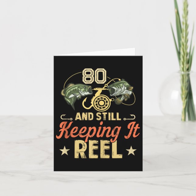 Funny 80th Birthday Fishing Shirt For Men Tank Top Card (Front)