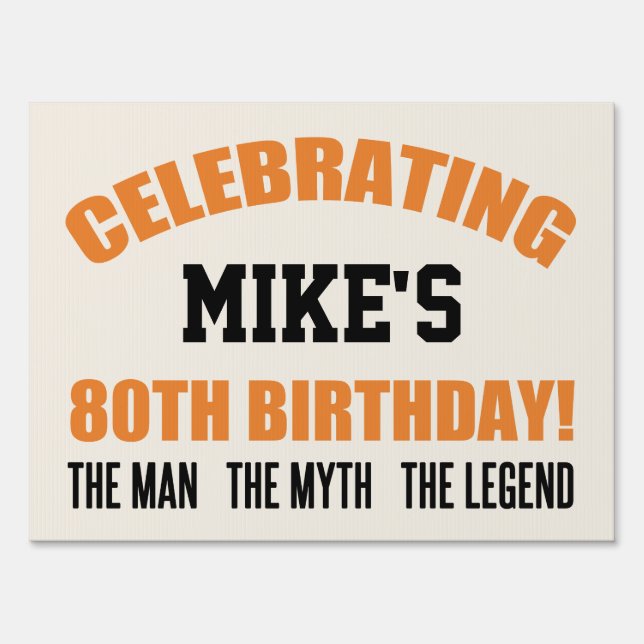 Funny 80th Birthday For Men Sign (Front)