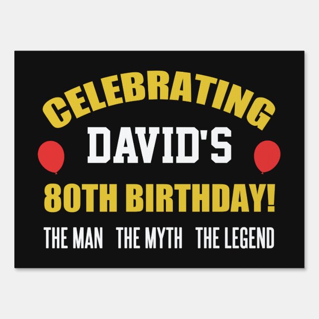 Funny 80th Birthday For Men Sign (Front)