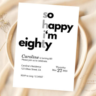 Funny 80th Birthday Funny Humuor Hilarious Invitation