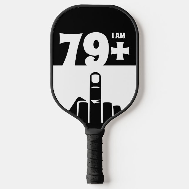 Funny 80th Birthday Gift, 79 Plus one Checker Pickleball Paddle (Front)