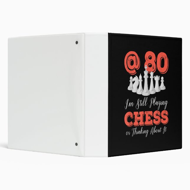 Funny 80th Birthday Gift - 80 Year Old Chess Queen 3 Ring Binder (Background)