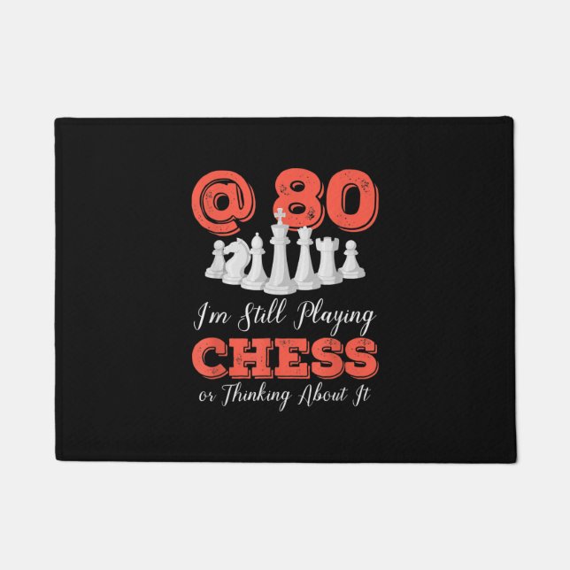Funny 80th Birthday Gift - 80 Year Old Chess Queen Doormat (Front)
