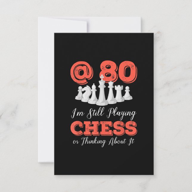 Funny 80th Birthday Gift - 80 Year Old Chess Queen Invitation (Front)