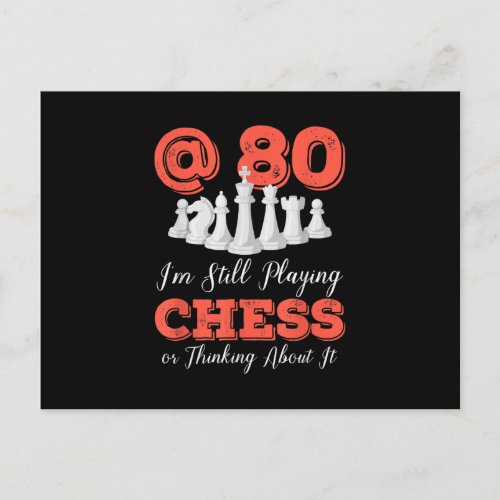 Funny 80th Birthday Gift _ 80 Year Old Chess Queen Invitation Postcard