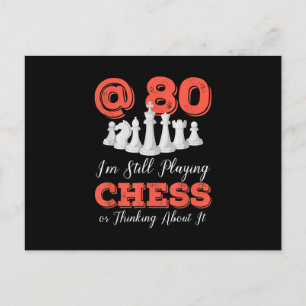 Funny 80th Birthday Gift - 80 Year Old Chess Queen Invitation Postcard