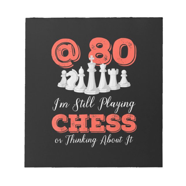 Funny 80th Birthday Gift - 80 Year Old Chess Queen Notepad (Front)