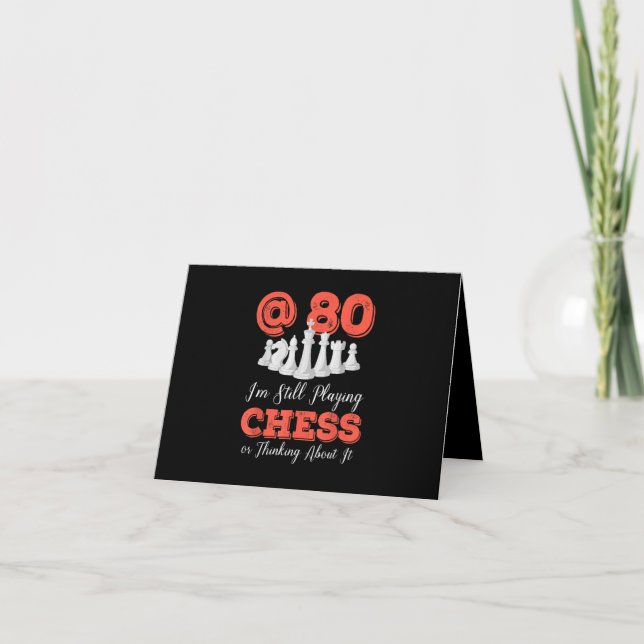 Funny 80th Birthday Gift - 80 Year Old Chess Queen Thank You Card (Front)