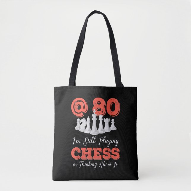 Funny 80th Birthday Gift - 80 Year Old Chess Queen Tote Bag (Front)
