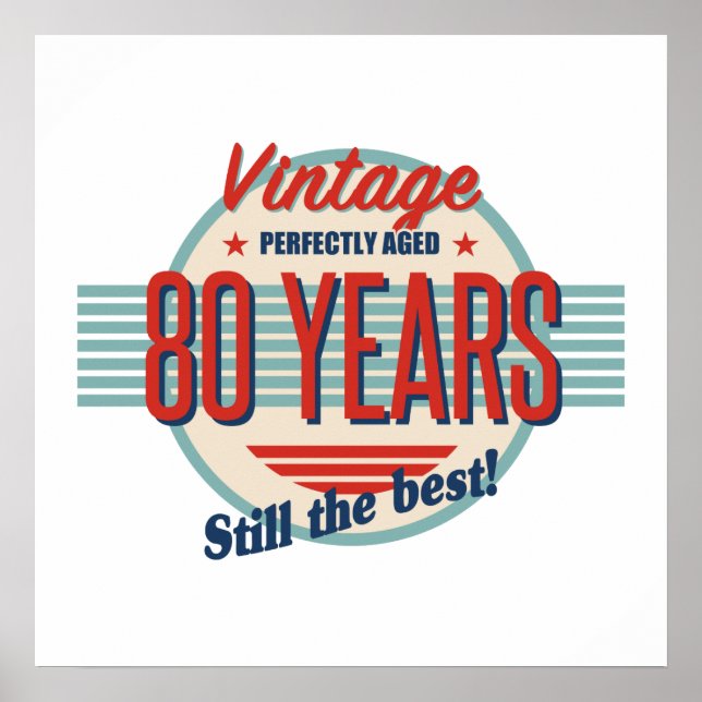 Funny 80th Birthday Old Fashioned Poster (Front)