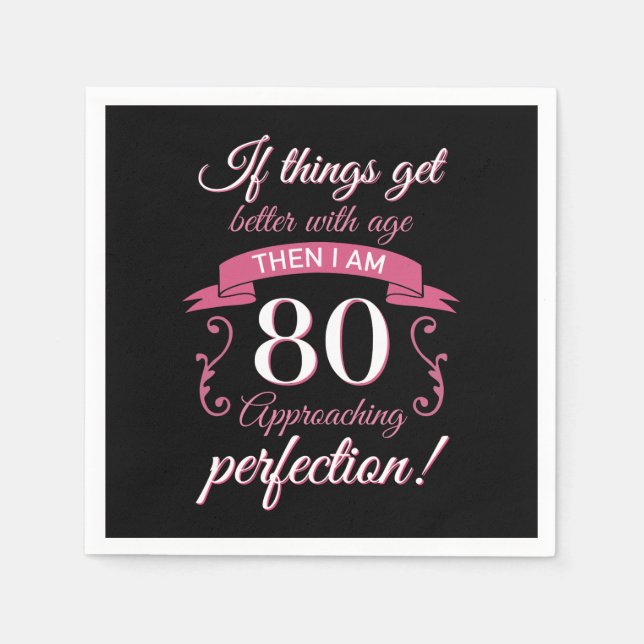 Funny 80th Birthday 'Perfection' Napkins (Front)