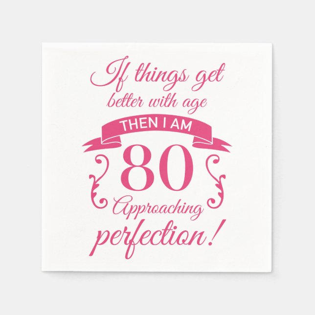 Funny 80th Birthday 'Perfection' Napkins (Front)