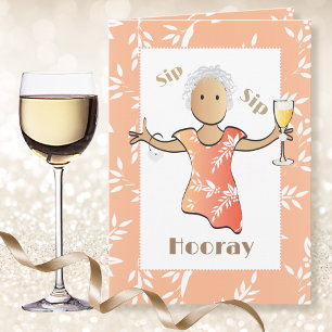 Funny 80th Cute Cartoon Ethnic Woman Fun Birthday Card