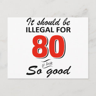 Funny 80th year old birthday designs postcard