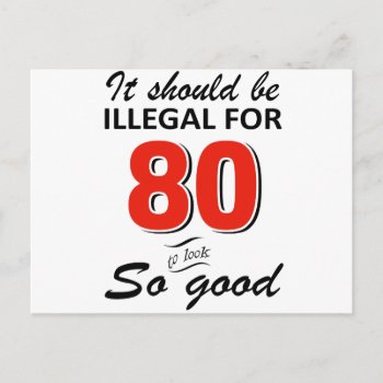 Funny 80th Year Old Birthday Designs Postcard by kongdesigns at Zazzle