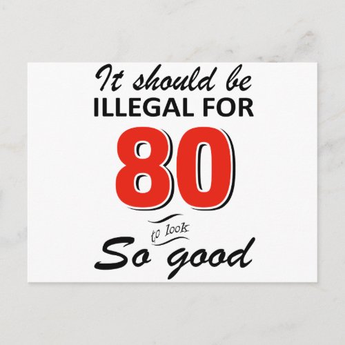 Funny 80th year old birthday designs postcard