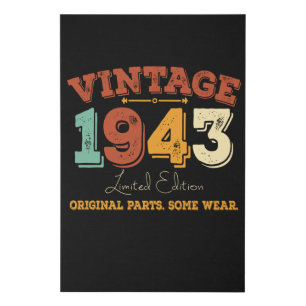 Funny 82 Year Old 1943 Vintage 82nd Birthday Gift Faux Canvas Print