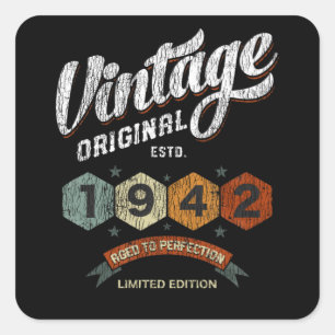 Funny 83 Year Old 1942 Vintage 83rd Birthday Gift Square Sticker