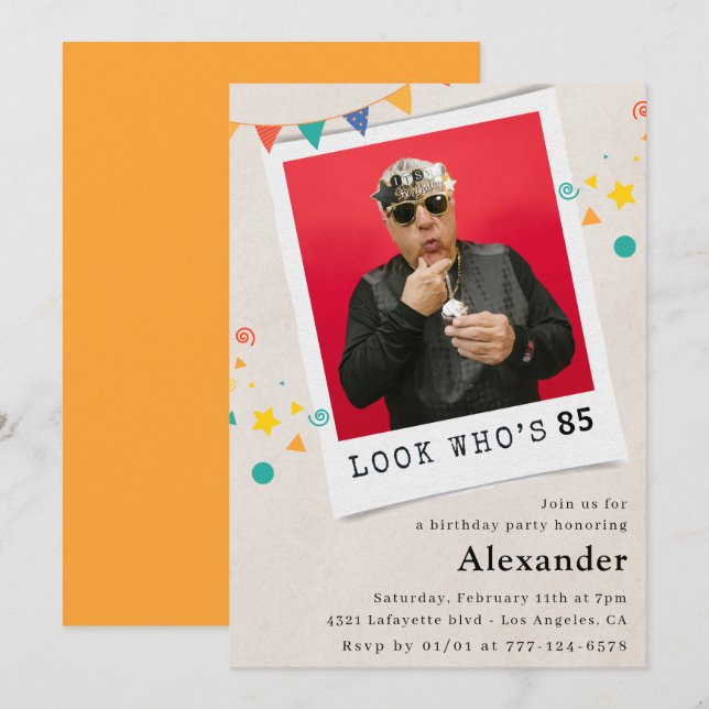 Funny 85th birthday invitations Men Fun Photo (Front/Back)