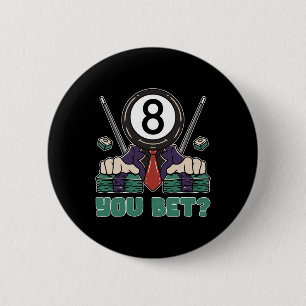 Funny 8 Ball Billiard Pool Player Eight Ball Billi Button