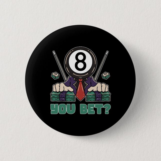 Funny 8 Ball Billiard Pool Player Eight Ball Billi Button (Front)