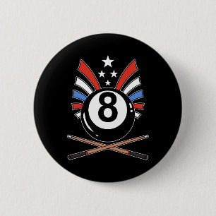 Funny 8 Ball Billiard Pool Player Eight Ball Billi Button