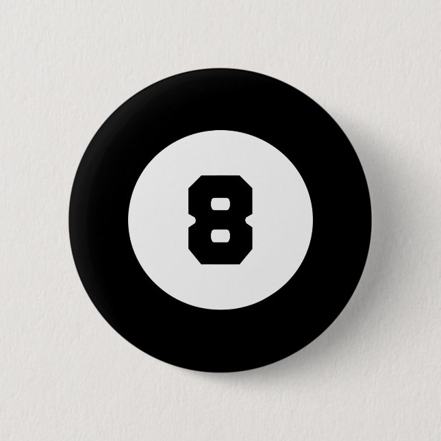 Funny 8 Ball Magic Eight Ball Billiards Pool Black Button (Front)