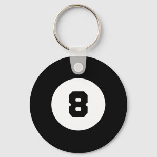Funny 8 Ball Magic Eight Ball Billiards Pool Black Keychain