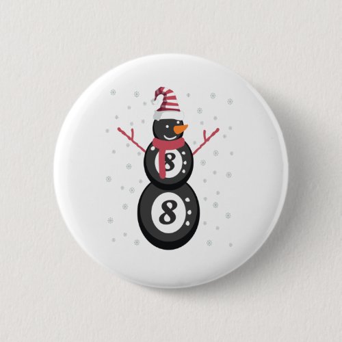 Funny 8 Ball Pool Snowman Christmas New Year Gift Button