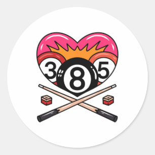 Funny 8 Ll Billiard Pool Player Eight Ll Billiards Classic Round Sticker