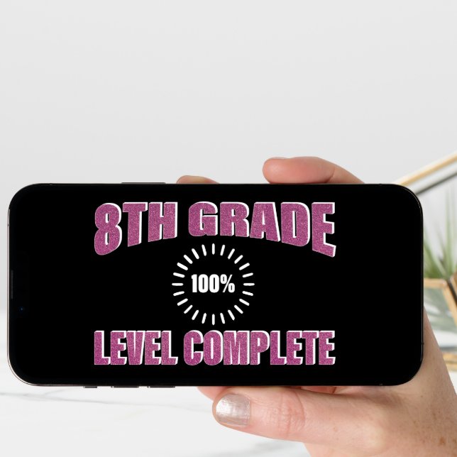 Funny 8th Grade Pink Girly Glitter Graduation Card (Front Digital)
