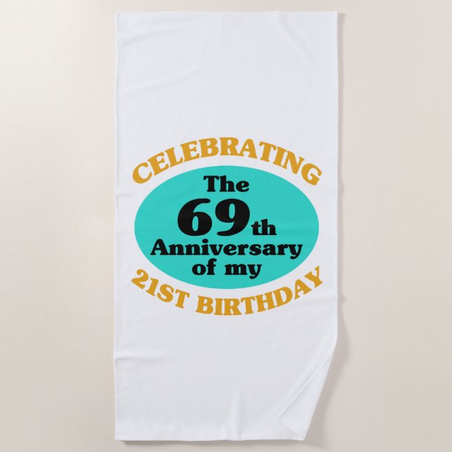 Funny 90th Birthday Gag Gift Beach Towel (Front)