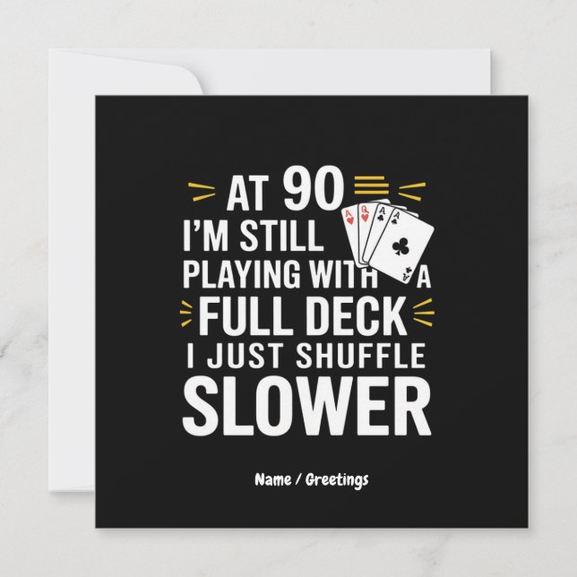 Funny 90th Birthday Gift Cards Full Deck of Laughs (Front)