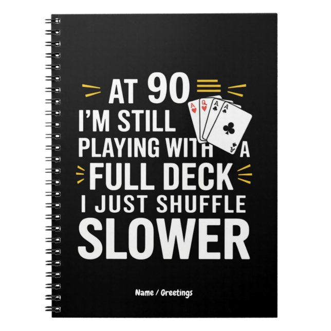 Funny 90th Birthday Gift Cards Full Deck of Laughs Notebook (Front)