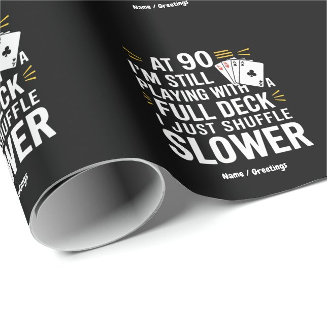 Funny 90th Birthday Gift Cards Full Deck of Laughs Wrapping Paper (Roll Corner)