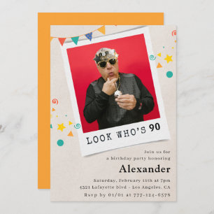 Funny 90th birthday invitations Men Fun Photo