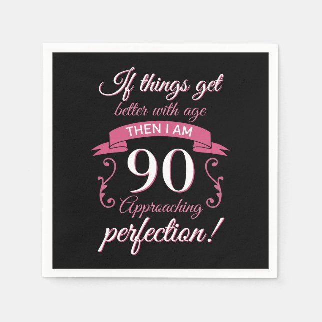 Funny 90th Birthday 'Perfection' Napkins (Front)
