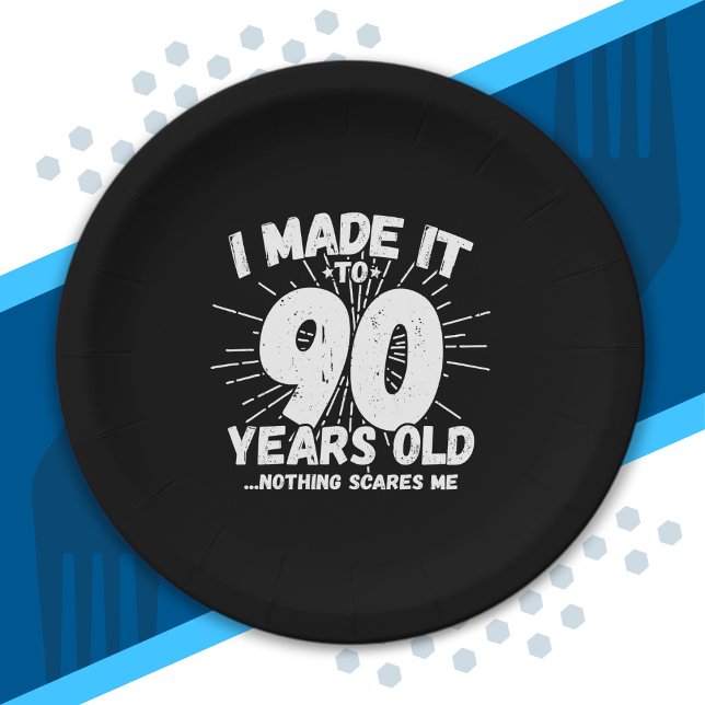Funny 90th Birthday Quote Sarcastic 90 Year Old Paper Plates (Creator Uploaded)