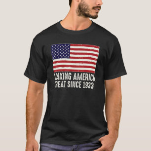 Funny 90th Birthday Us Flag Making America Great S T-Shirt