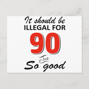 Funny 90th year old birthday designs postcard