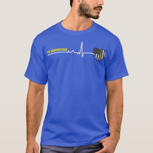 Funny 911 Dispatcher Heartbeat Police Thin Flag T_Shirt