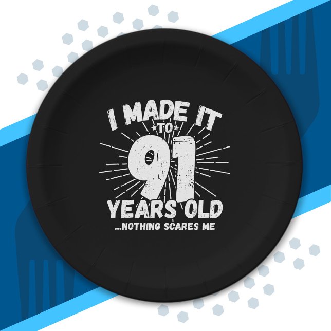 Funny 91st Birthday Quote Sarcastic 91 Year Old Paper Plates (Creator Uploaded)