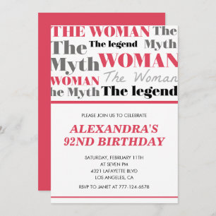  Funny 92nd birthday invitations the Myth Legend