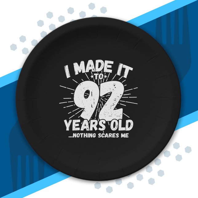 Funny 92nd Birthday Quote Sarcastic 92 Year Old Paper Plates (Creator Uploaded)