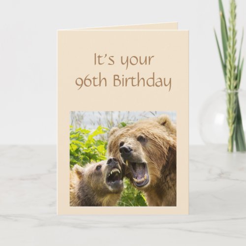 Funny 96th Birthday UnBEARable Song and Dance Card