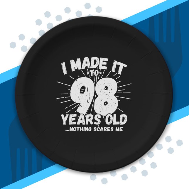 Funny 98th Birthday Quote Sarcastic 98 Year Old Paper Plates (Creator Uploaded)