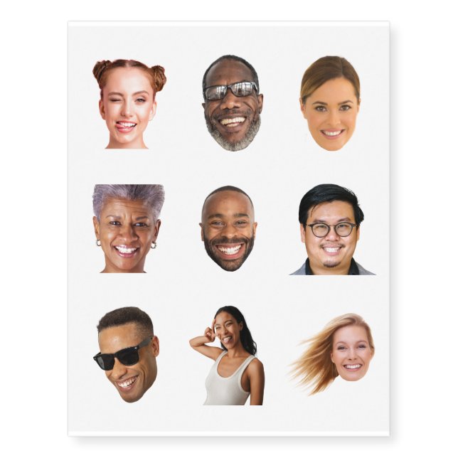 Funny 9 Photo Coworkers Custom Temporary Tattoos (Front)