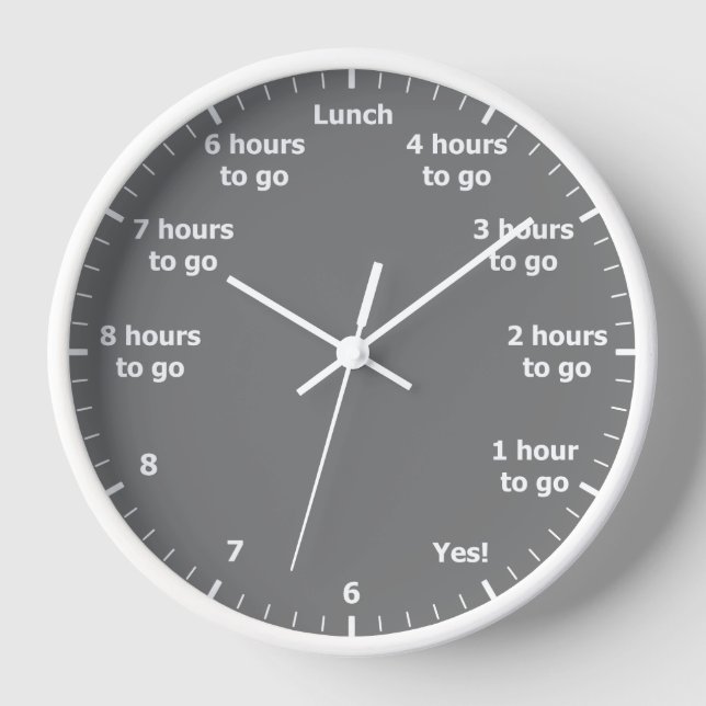 Funny 9 to 5 Work Hour Countdown Grey Office Clock (Front)