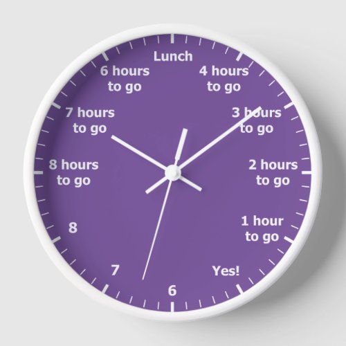 Funny 9 to 5 Work Hour Countdown Purple Office Clock