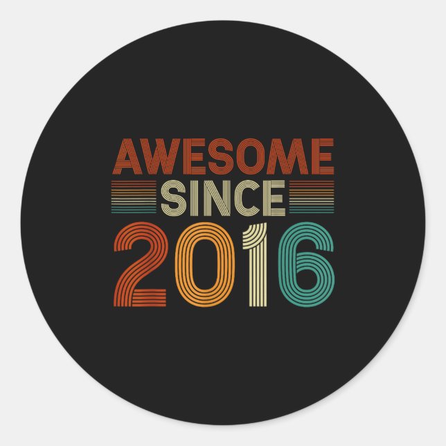 Funny 9 Year Old Awesome Since 2016 Birthday Son B Classic Round Sticker (Front)